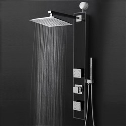 BathSelect luxury shower panel system with rainfall shower and multiple massage functions