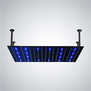 Contemporary bathroom with matte black rainfall shower head and handheld spray set