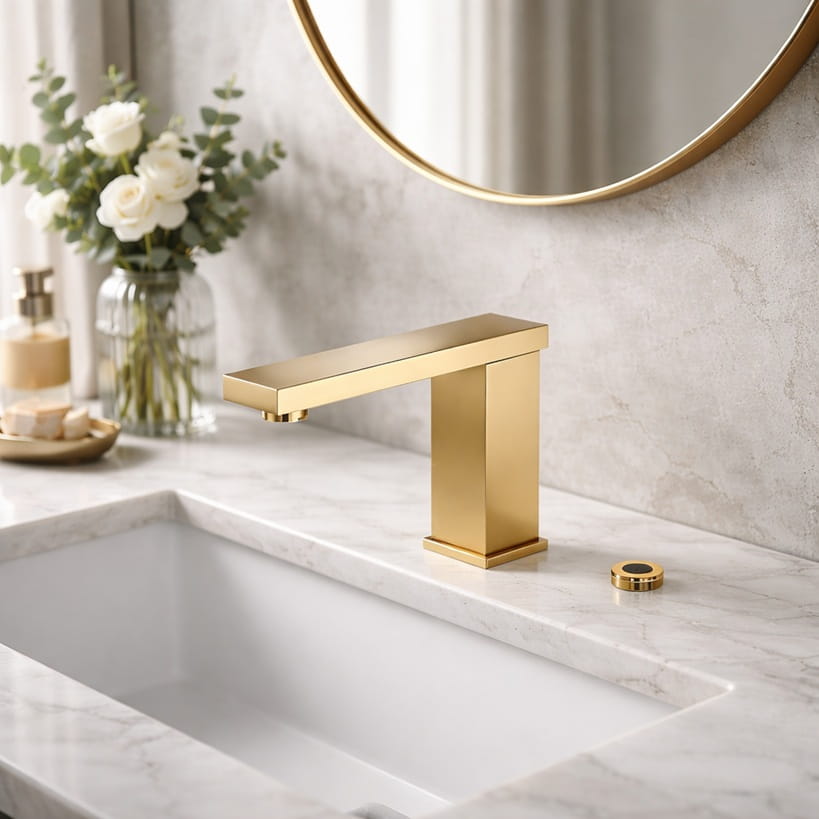 Commercial restroom planning layout for faucet placement and user flow