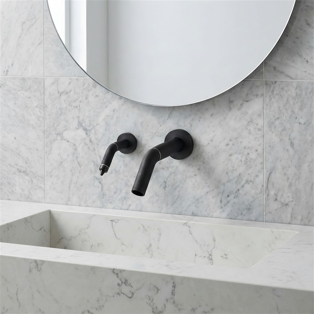 Stadium restroom sinks and mirrors reference for guest movement