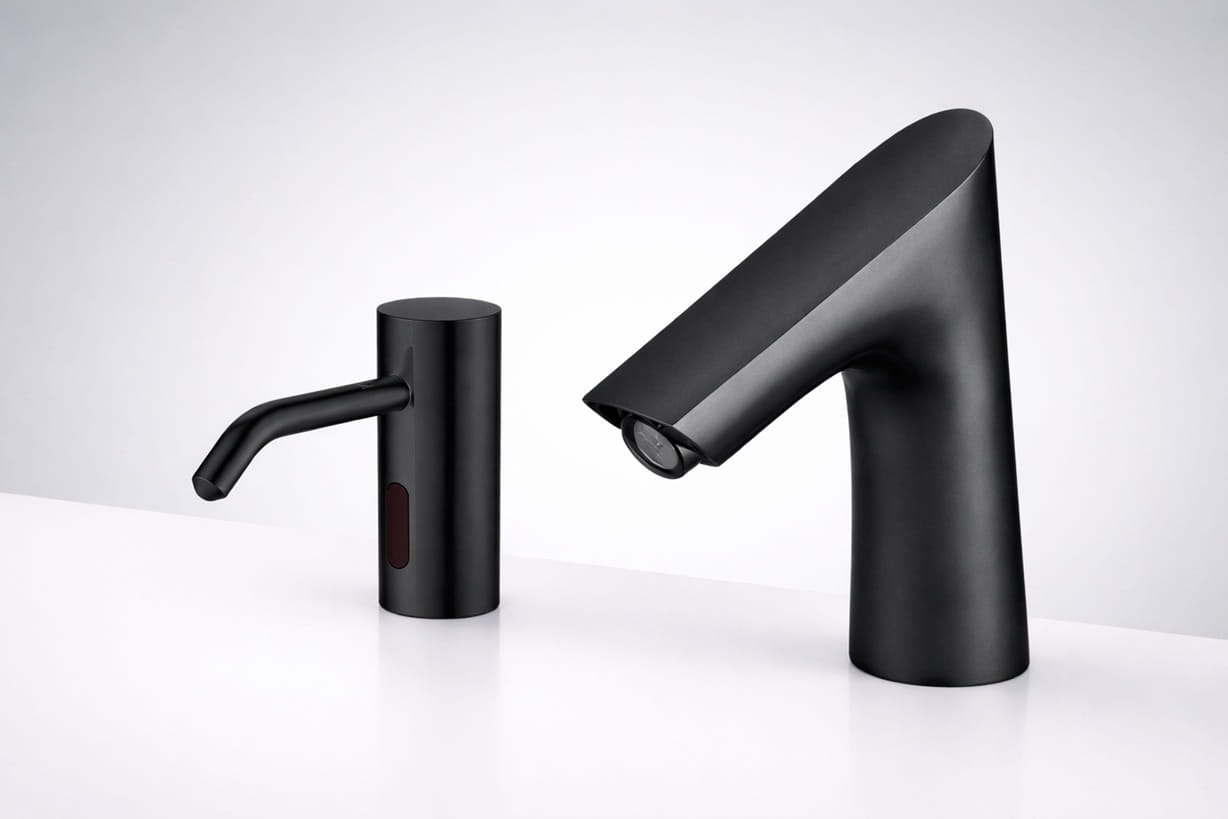 Architectural planning materials comparing commercial faucet specification options
