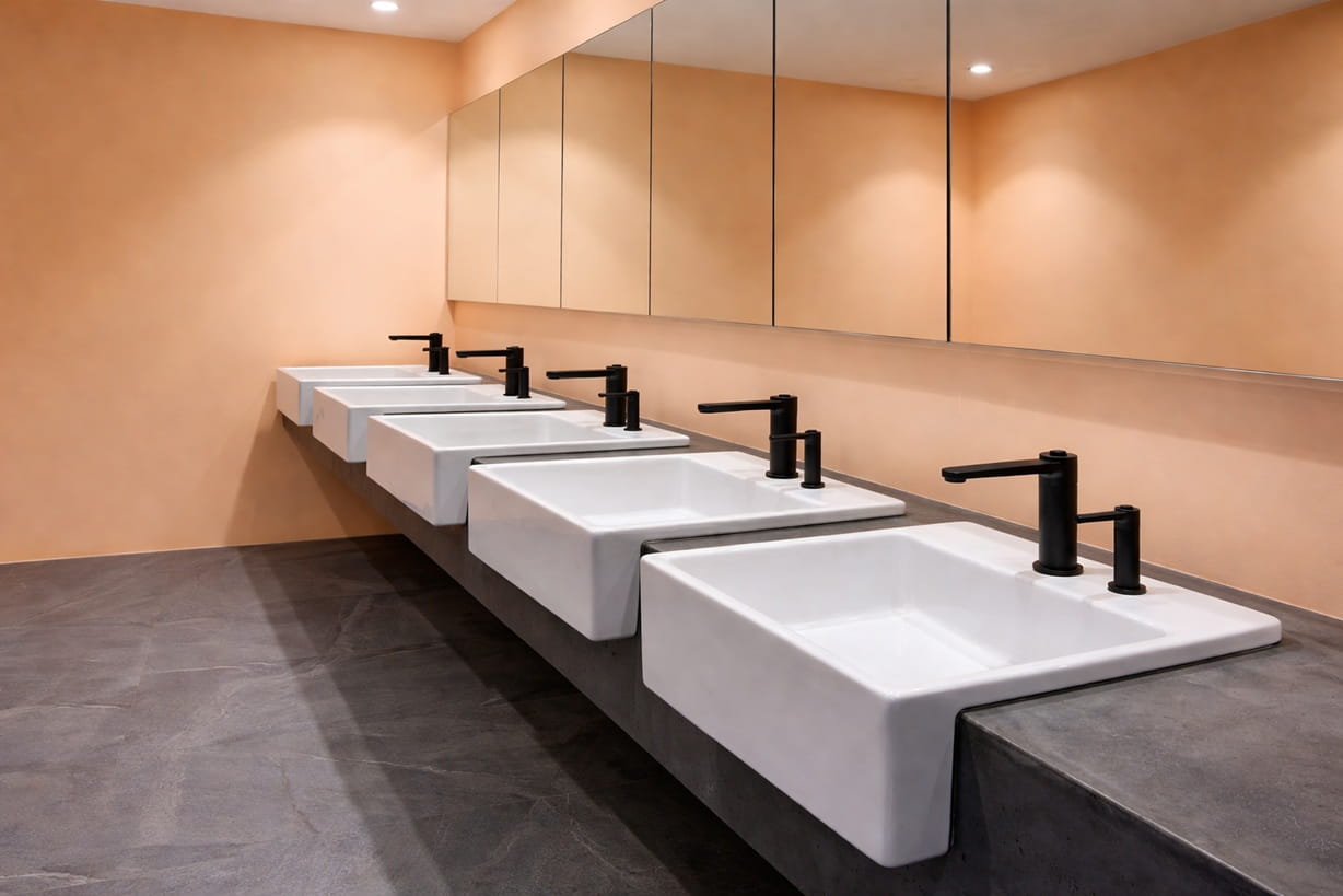 Chrome finish faucet reflecting natural light